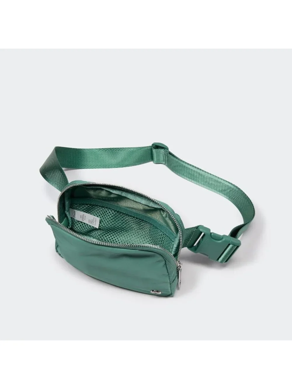Men's Eucalyptus Green Crossbody Belt Bag Wide Zipper Adjustable Strap 3-Pockets